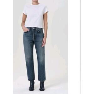 AGOLDE 90s High Rise Straight Jeans Imagine Wash 23 Distressed EUC